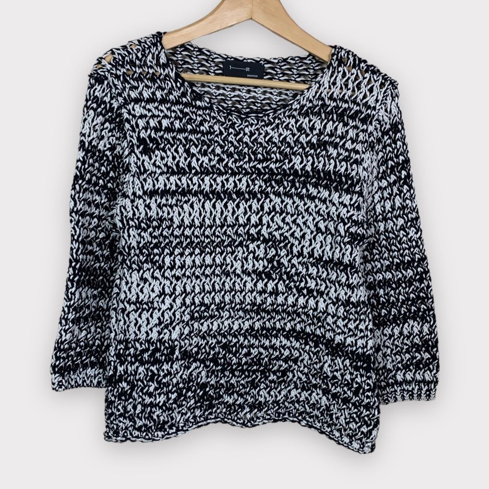 Babaton Black and White Crew Neck Sweater